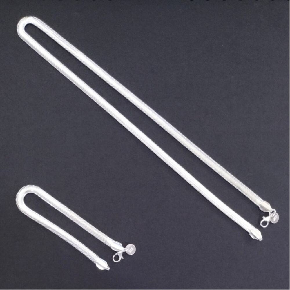925 Sterling Silver Necklace & Bracelet Set Snake Chain Christmas Birthday Gift